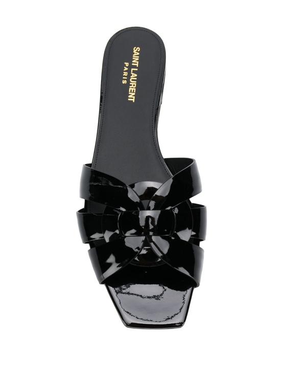  생로랑 페이턴트 레더 트리뷰트 플랫 뮬 571952 B8I001000 BLACK - SAINT LAURENT