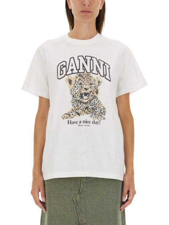  가니 베이직 저지 레오파드 릴렉스드 티셔츠 T4124 943 ANIMALIER