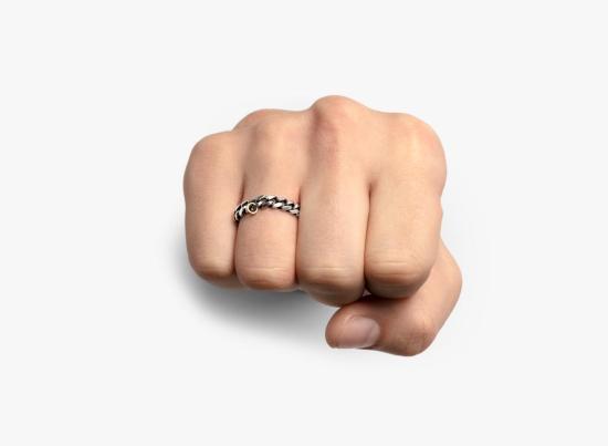  타이틀 오브 워크 반지 작품 제목: 5mm 쿠반 링크 링 / 18K 골드 후프 083 - TITLE OF WORK