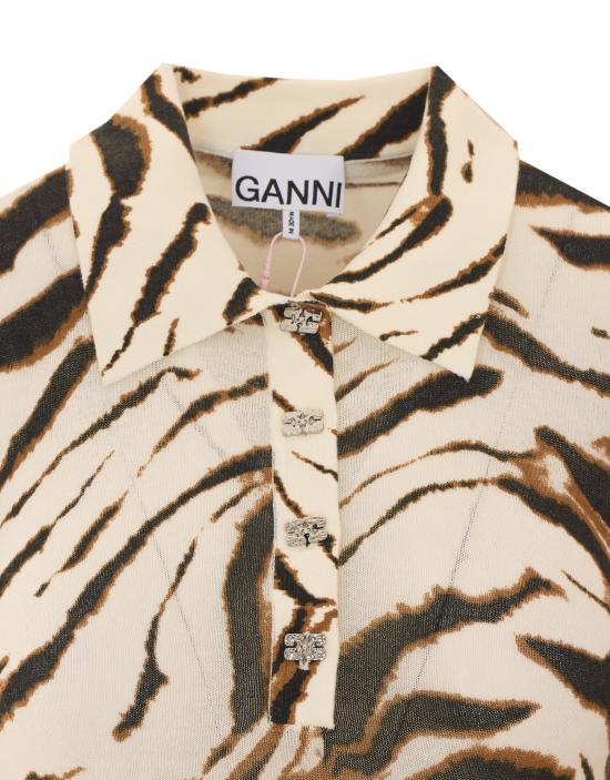 26FW 가니 폴로 티셔츠 A1170002 135 Beige - GANNI