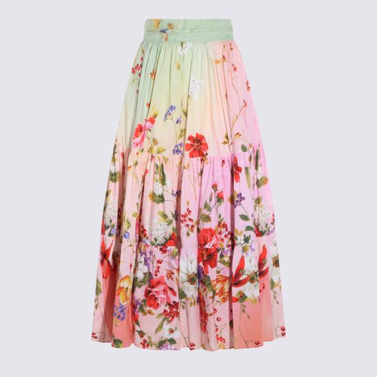 26SS 로베르토 카발리 롱 스커트 WQT303 3AR32D0509 GREEN FUCHSIA