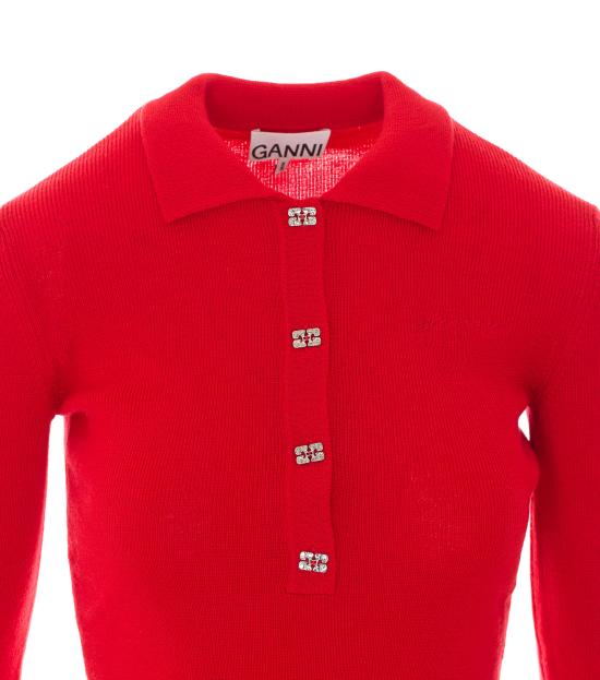 26FW 가니 폴로 티셔츠 A1170006 06P Red - GANNI
