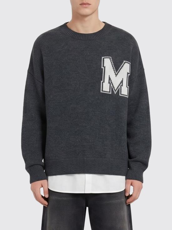 26SS MM6 메종마르지엘라 투인원 바시티 니트 스웨터 SH0HL0039M13206 855M Grey