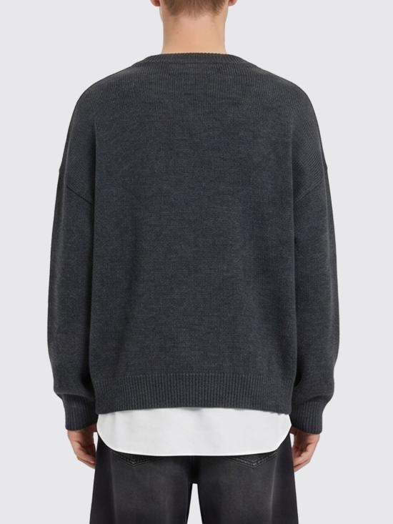 26SS MM6 메종마르지엘라 투인원 바시티 니트 스웨터 SH0HL0039M13206 855M Grey - MM6 MAISON MARGIELA