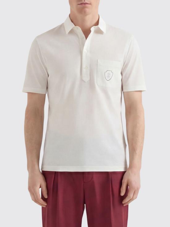 26SS 브루넬로 쿠치넬리 버진 울 라이트웨이트 캔버스 폴로 셔츠 MM6961301F CTL60 White