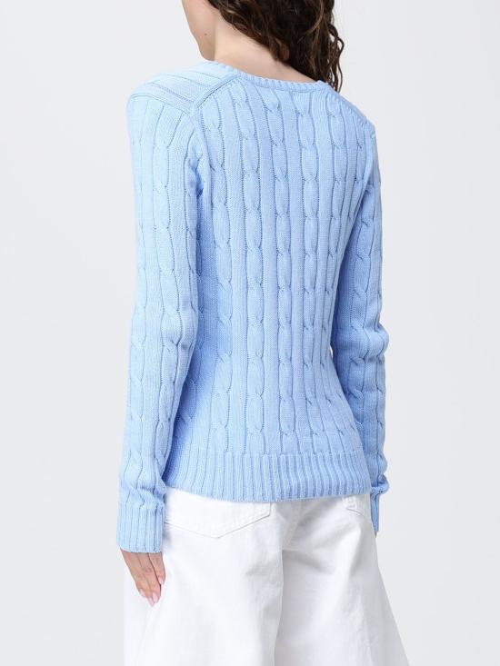 26SS 폴로 랄프로렌 포니로고 피마 코튼 케이블 니트 V넥 스웨터 211971870 514 Blue - POLO RALPH LAUREN