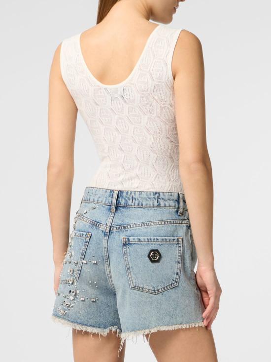 26SS 필립 플레인 민소매 티셔츠 SAFCWTK3812PKN002N 01 White - PHILIPP PLEIN