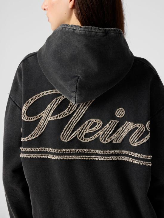 26SS 필립 플레인 후드 티셔츠 SAFCWJB1930PTE004N 02 Black - PHILIPP PLEIN