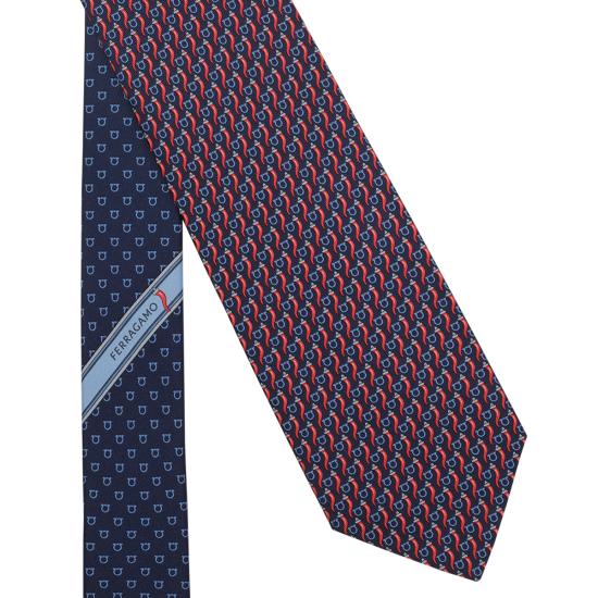 26FW 살바토레 페라가모 넥타이 794962 351460NAVY ROSSO Blue - SALVATORE FERRAGAMO