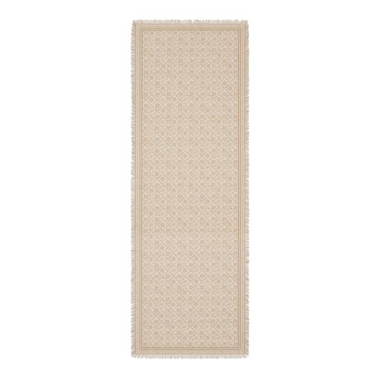 26FW 토리버치 T 모노그램 플로럴 오블롱 스카프 181355 100 Beige