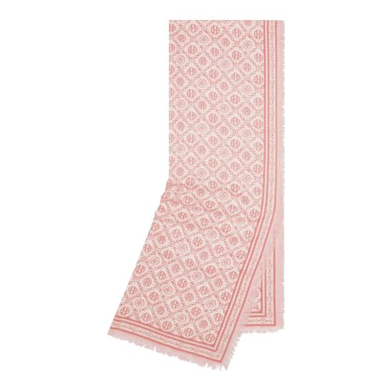 26FW 토리버치 T 모노그램 플로럴 오블롱 스카프 181355 650 Pink - TORY BURCH