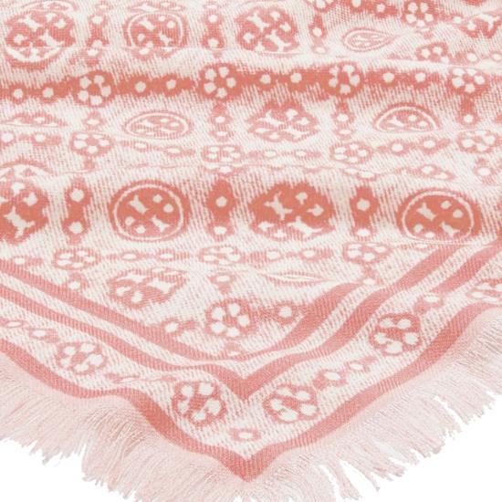 26FW 토리버치 T 모노그램 플로럴 오블롱 스카프 181355 650 Pink - TORY BURCH