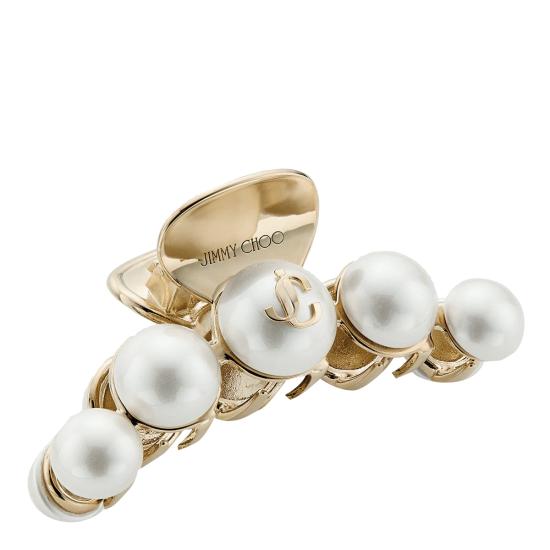 26FW 지미추 헤어 액세서리 CLAW HAIR CLIP DCKWHITE GOLD White - JIMMY CHOO