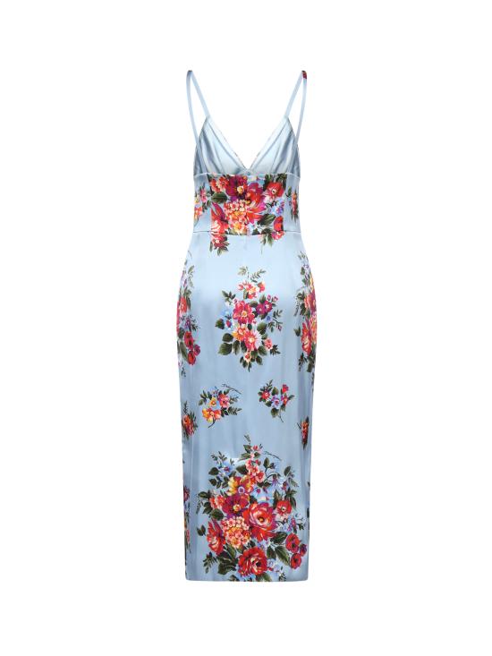 26SS 돌체앤가바나 플라워 부케 프린트 새틴 드레스 F610GT FSICEHC5ZO LIGHT BLUE MULTI - DOLCE & GABBANA