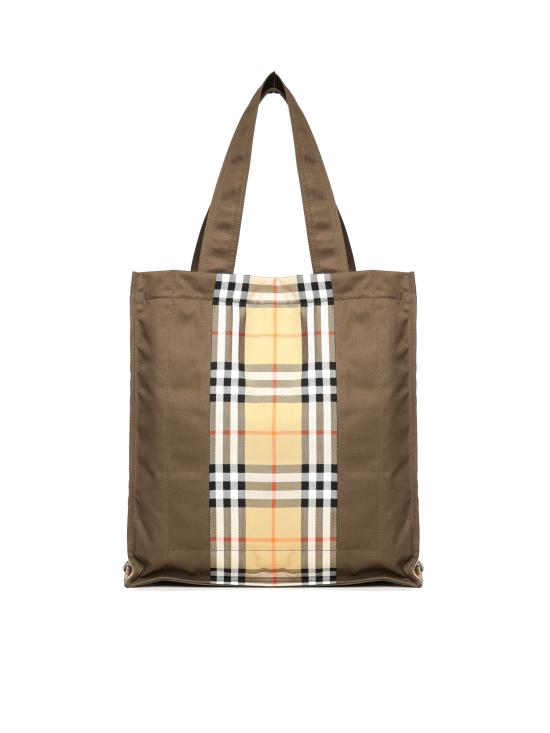 26SS 버버리 체크 트렌치 토트 8119072 A1336 Military Green Sand Beige - BURBERRY