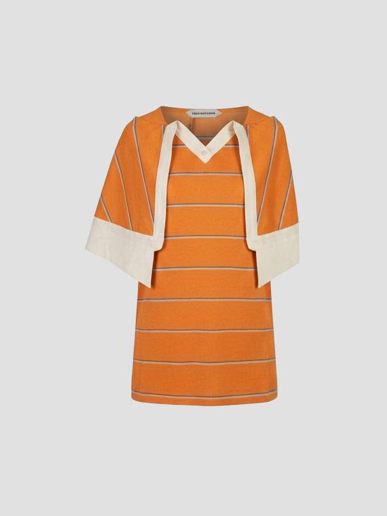 26SS FIDAN NOVRUZOVA 블라우스 GSPLWOBW OG BL WS WTDL ORANGE BLUE WHT STR WHT DTL