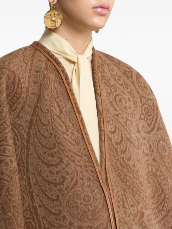 25FW 에트로 울 캐시미어 자카드 케이프 WRBD0012 99TJB37 Brown - ETRO