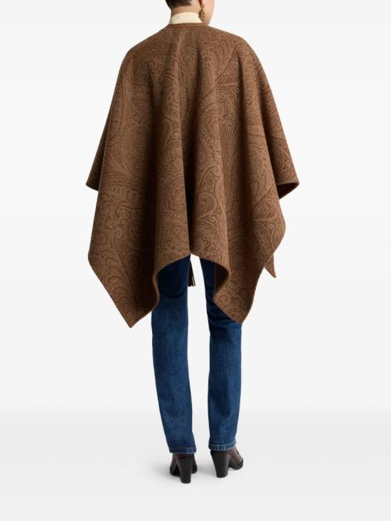 25FW 에트로 울 캐시미어 자카드 케이프 WRBD0012 99TJB37 Brown - ETRO