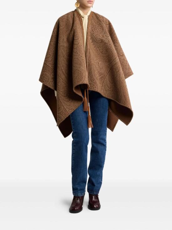 25FW 에트로 울 캐시미어 자카드 케이프 WRBD0012 99TJB37 Brown - ETRO