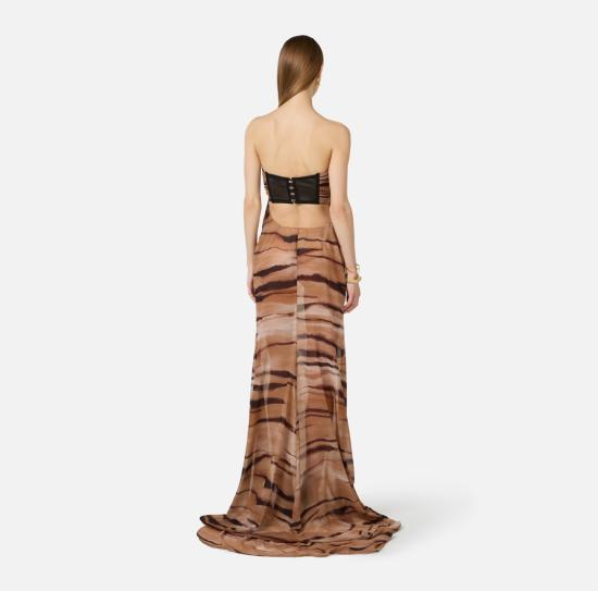 26SS 엘리자베타프랜치 롱 원피스 ABR5562E2 470 Brown - ELISABETTA FRANCHI