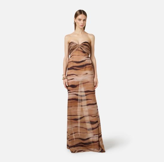 26SS 엘리자베타프랜치 롱 원피스 ABR5562E2 470 Brown - ELISABETTA FRANCHI