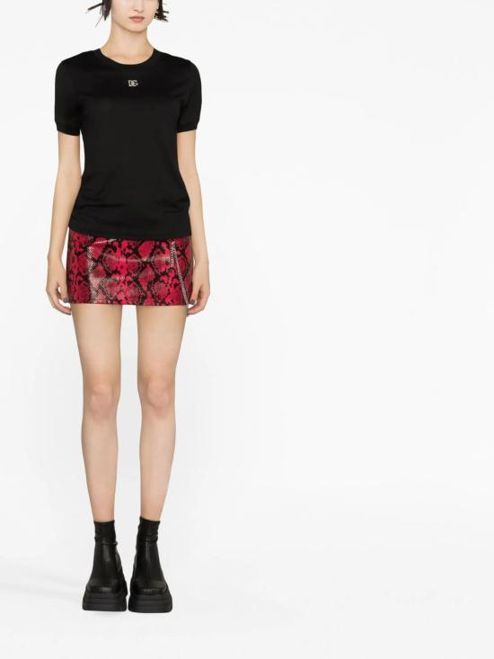 26FW 돌체앤가바나 크리스탈 DG 로고 코튼 티셔츠 F8N08ZG7B3U N0000 Nero - DOLCE & GABBANA