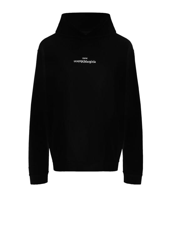26SS 마르지엘라 업사이드 다운 자수 로고 후드 S50GU0167 S25503962 BLACK WHITE EMBROIDRY