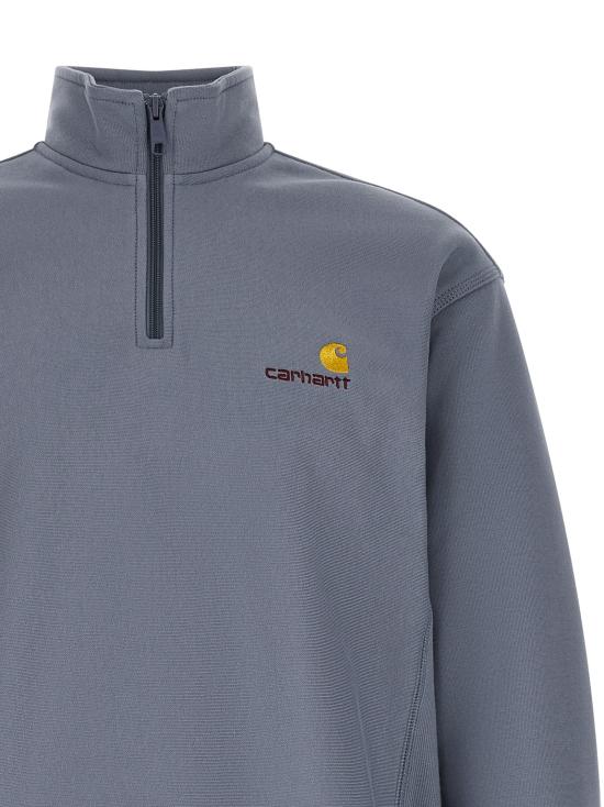 26FW 칼하트 WIP 하프 집 아메리칸 스크립트 스웨트셔츠 I0270143RHXX Blue - CARHARTT WIP