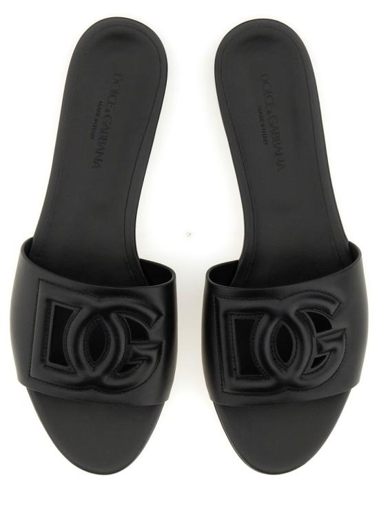 26FW 돌체앤가바나 DG 로고 카프스킨 슬리퍼 CQ0436 AY32980999 BLACK - DOLCE & GABBANA