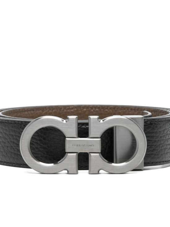 26FW 살바토레 페라가모 간치니 리버시블 레더 벨트 670428 DOUBLE ADJUS 780486NERO CLAY - SALVATORE FERRAGAMO