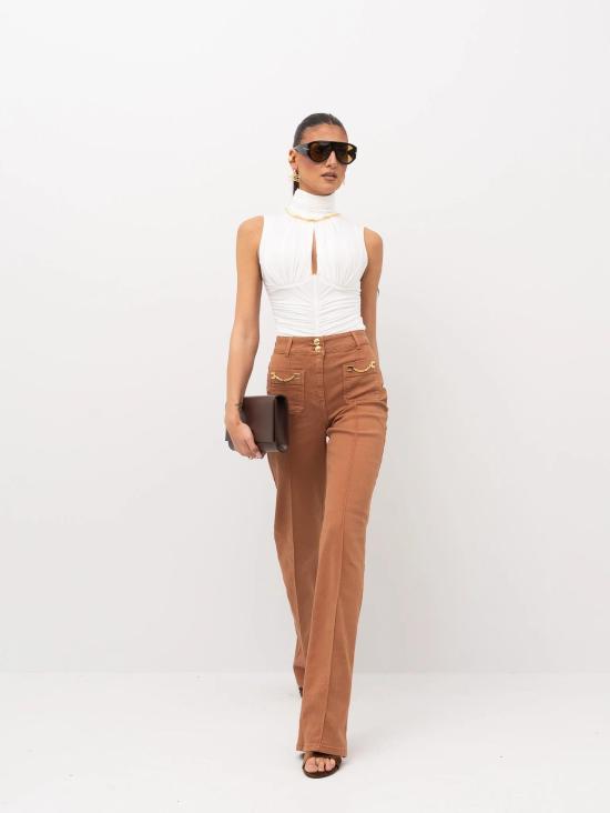 26SS 엘리자베타프랜치 수트 팬츠 PJ25D61E2 600 Cuoio - ELISABETTA FRANCHI