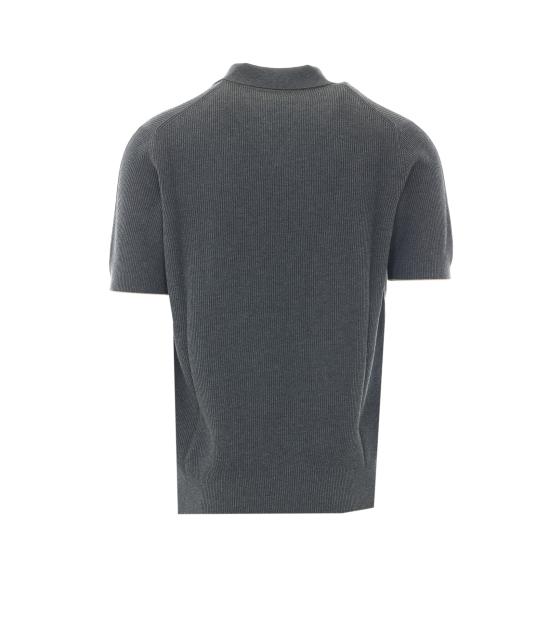 26SS 브루넬로 쿠치넬리 잉글리시 립 코튼 니트 폴로셔츠 M29400015 CB869 Grey - BRUNELLO CUCINELLI