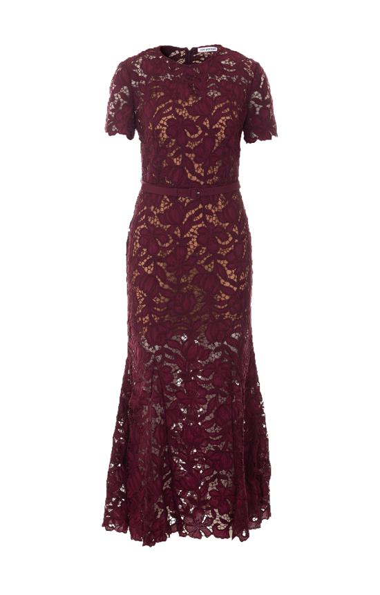 26FW 셀프 포트레이트 롱 원피스 107M BURGUNDY Red