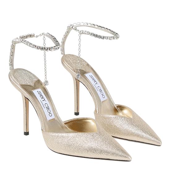 26FW 지미추 힐/펌프스 SAEDA 100 DQMPLATINUM CRYSTAL Gold - JIMMY CHOO