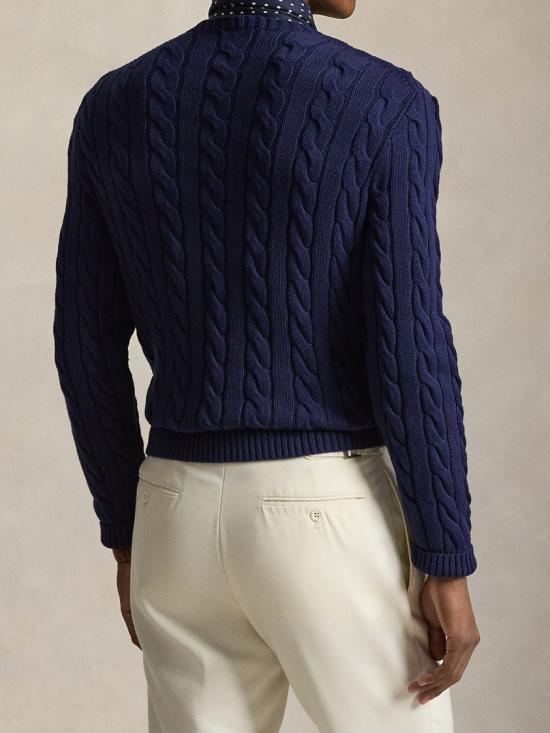 26SS 폴로 랄프로렌 로고 자수 케이블 니트 스웨터 710 775885 Blue - POLO RALPH LAUREN