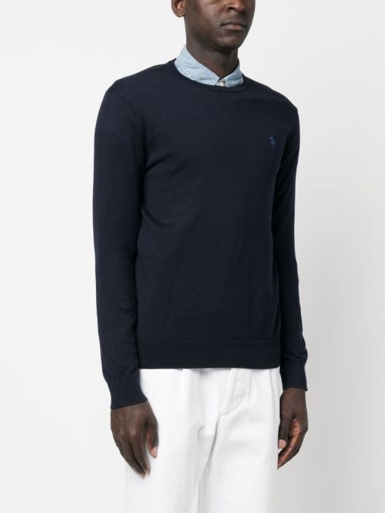  폴로 랄프로렌 포니 로고 자수 피마 코튼 스웨터 710 684957 Blue - POLO RALPH LAUREN