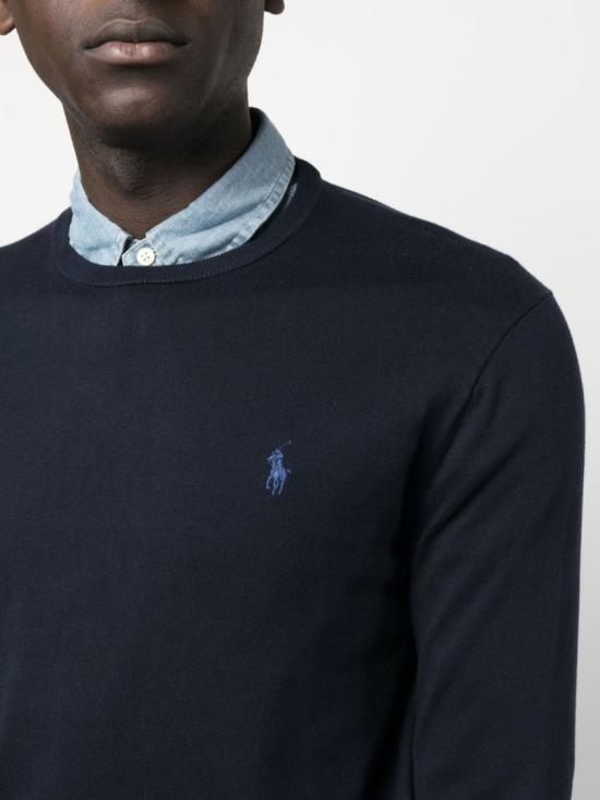  폴로 랄프로렌 포니 로고 자수 피마 코튼 스웨터 710 684957 Blue - POLO RALPH LAUREN
