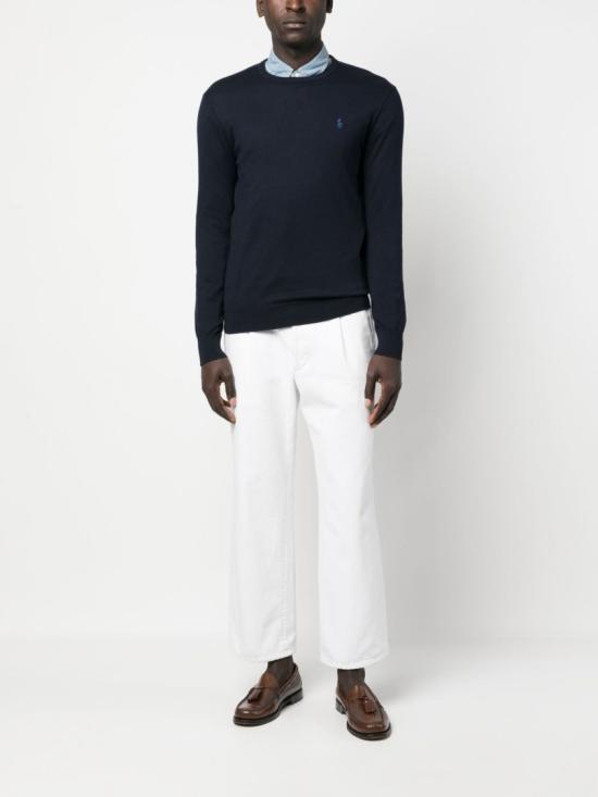  폴로 랄프로렌 포니 로고 자수 피마 코튼 스웨터 710 684957 Blue - POLO RALPH LAUREN