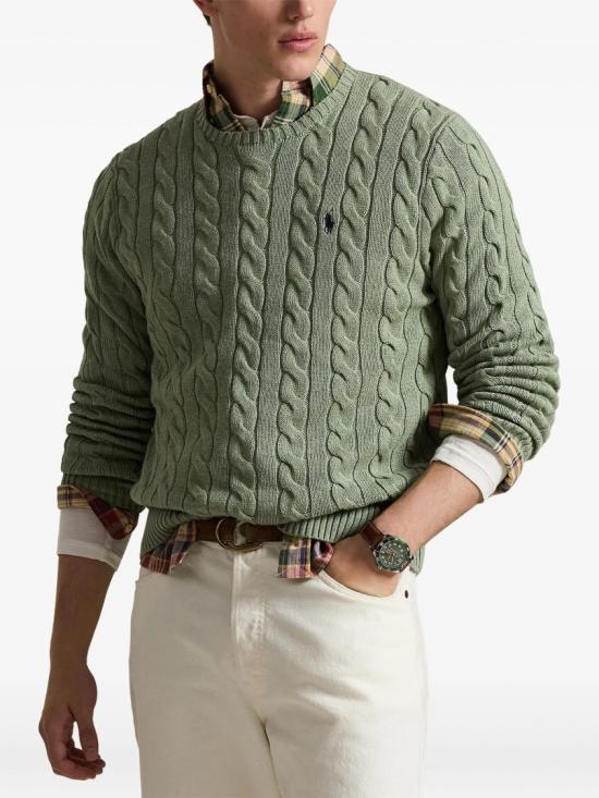 26SS 폴로 랄프로렌 로고 자수 케이블 니트 스웨터 710 775885 Green - POLO RALPH LAUREN