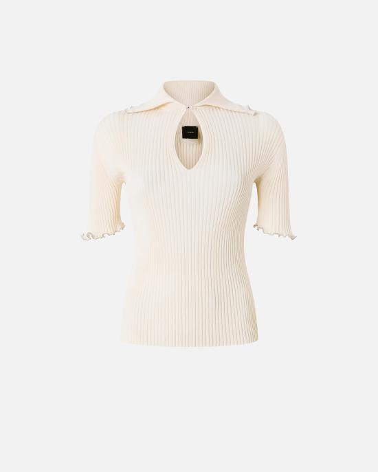 26SS 핑코 폴로 티셔츠 106287A343 C14 Bianco