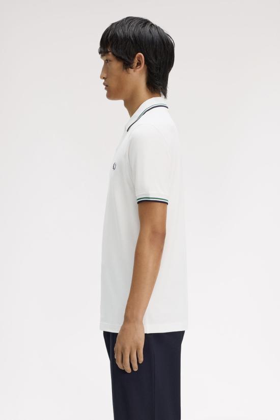 26SS 프레드페리 폴로 티셔츠 M3600 02C Snowwht sgrn nvy - FRED PERRY
