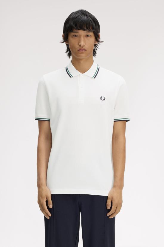 26SS 프레드페리 폴로 티셔츠 M3600 02C Snowwht sgrn nvy - FRED PERRY
