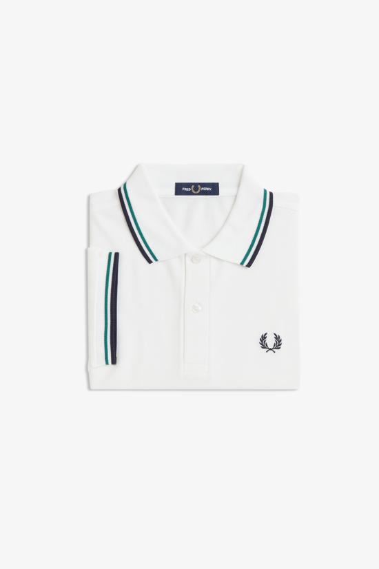 26SS 프레드페리 폴로 티셔츠 M3600 02C Snowwht sgrn nvy - FRED PERRY