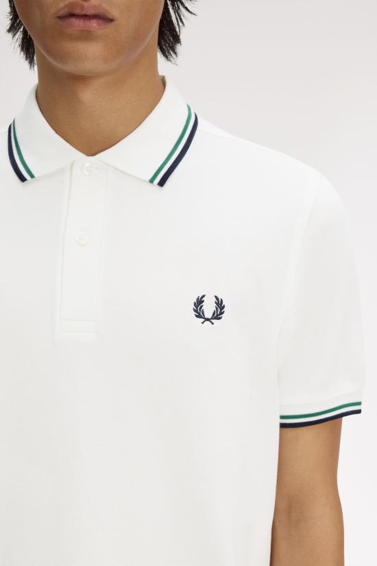 26SS 프레드페리 폴로 티셔츠 M3600 02C Snowwht sgrn nvy - FRED PERRY
