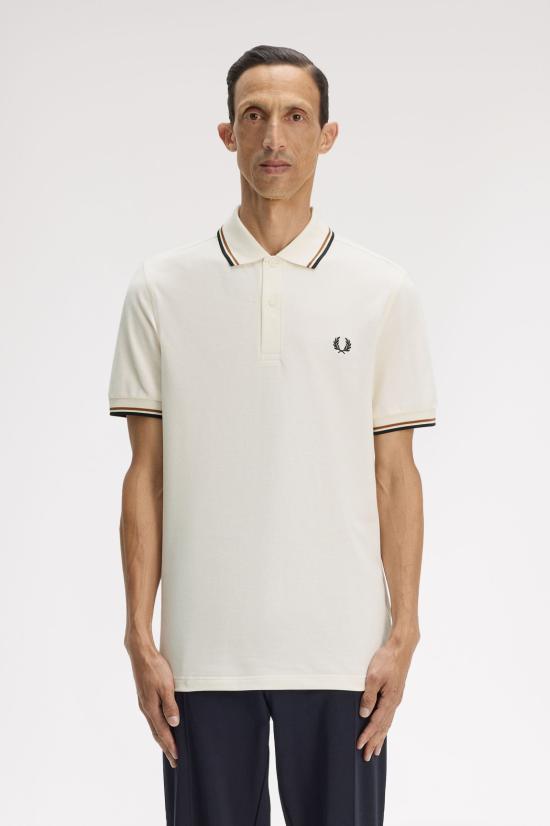 26SS 프레드페리 폴로 티셔츠 M3600 79B Ecru drkml blk - FRED PERRY