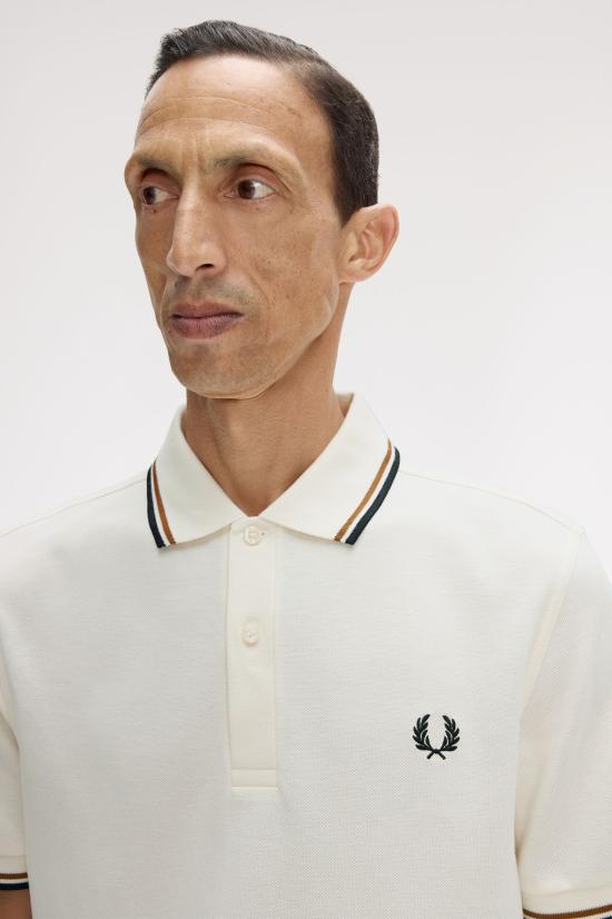 26SS 프레드페리 폴로 티셔츠 M3600 79B Ecru drkml blk - FRED PERRY