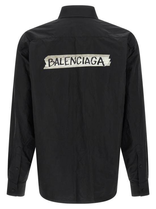 26SS 발렌시아가 마스킹 테이프 라지 핏 롱 슬리브 셔츠 857809 TRM28 1000 BLACK DOM - BALENCIAGA