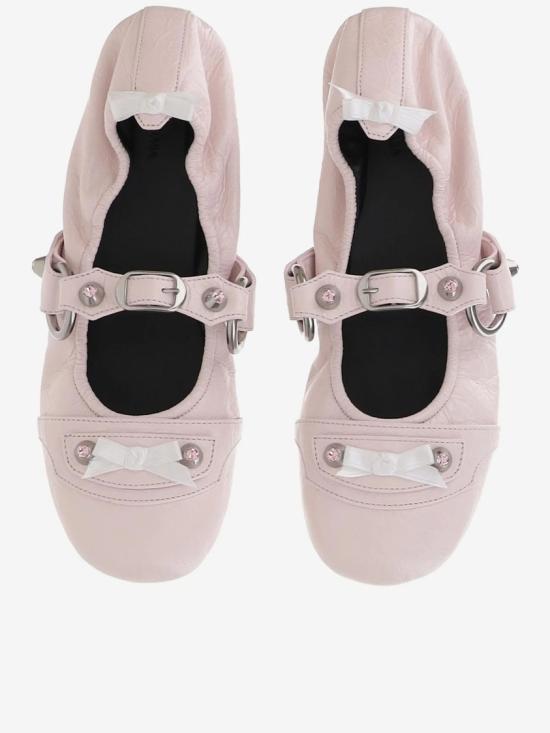 26SS 발렌시아가 FL 실버톤 링 가죽 플랫슈즈 864665 WZD41 Pink - BALENCIAGA