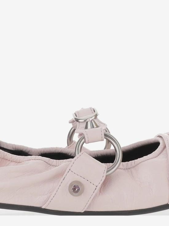 26SS 발렌시아가 FL 실버톤 링 가죽 플랫슈즈 864665 WZD41 Pink - BALENCIAGA