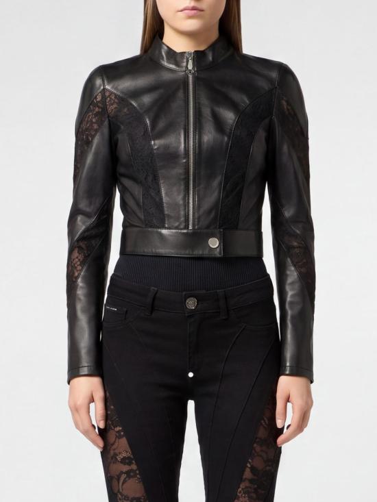 26SS 필립 플레인 가죽 자켓 SAFCWLB1195PLE005N 02 Black